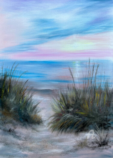 Deserted beach - original seascape oilpainting home decor