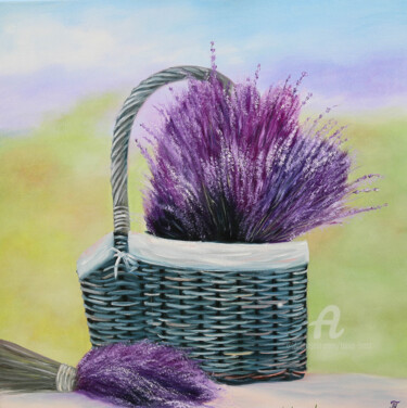 Lavander - new original oilpainting flowers flora basket pur